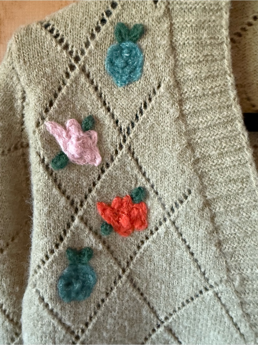 Hyfve Floral Embroidered Cropped Cardigan Sweater Small - Picture 6 of 10
